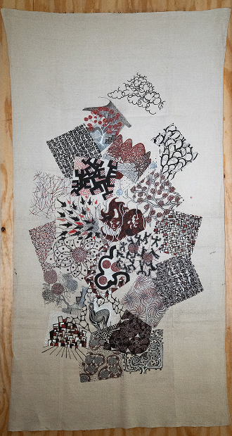 Sumi ink and acrylic work, 2025.